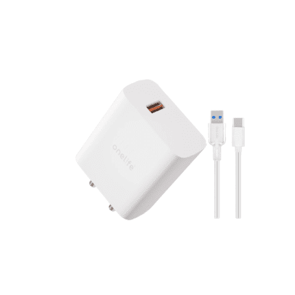 OneLife 4-in-1 Fast Charger | Turbo & Adaptive Charging | 33 WATT Output | Smart Protection | Made in India | With Free USB to Type-C Cable | Carge-17